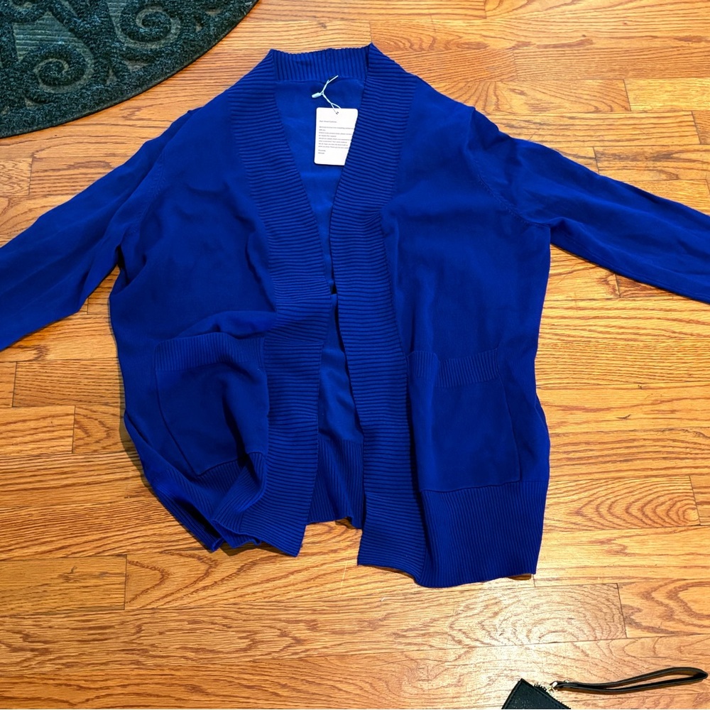 Women's Blue Open Front Cardigan Sweater